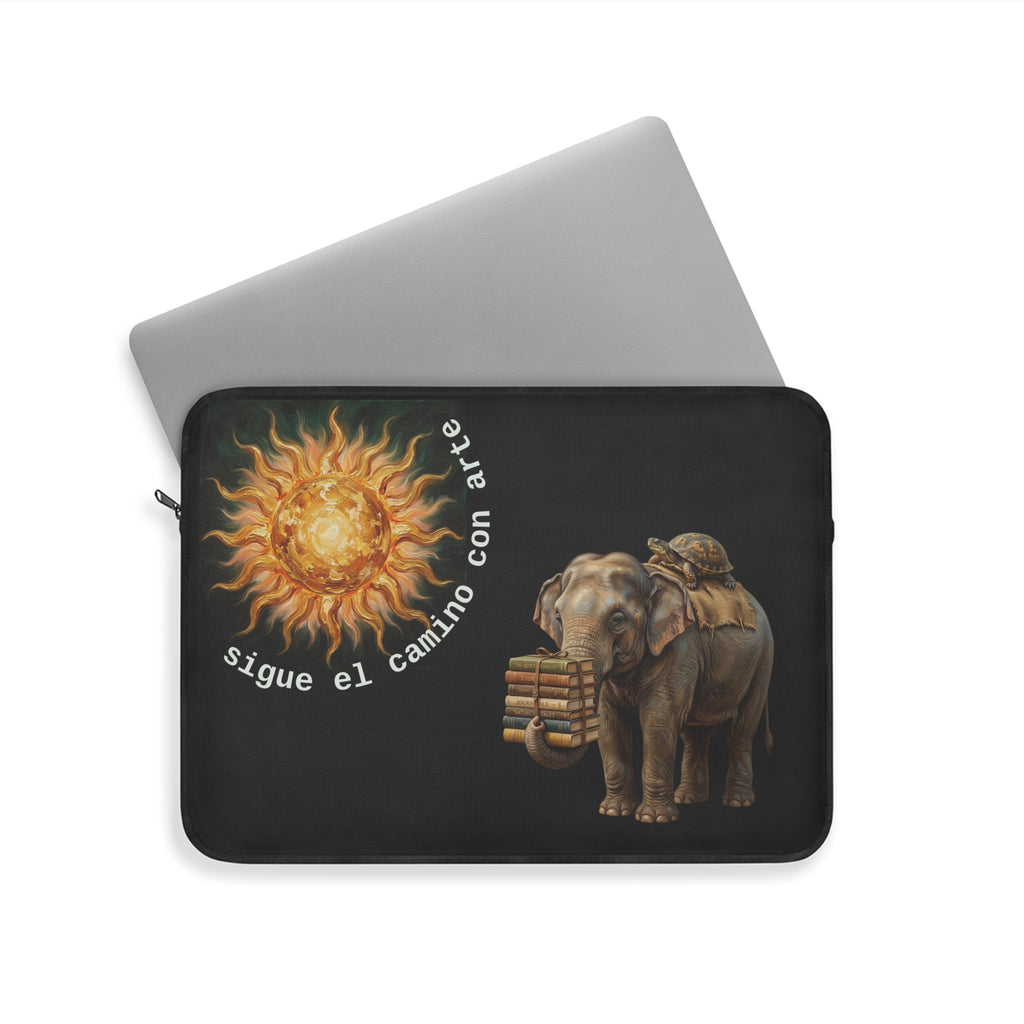 Laptop Sleeve — ‘Sigue el Camino con Arte’ Sun & Elephant Artistic Laptop Sleeve
