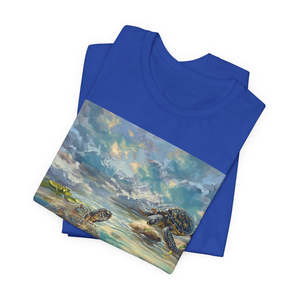 Sea Turtle Beach Art T-Shirt – Coastal Ocean Wave Graphic Tee