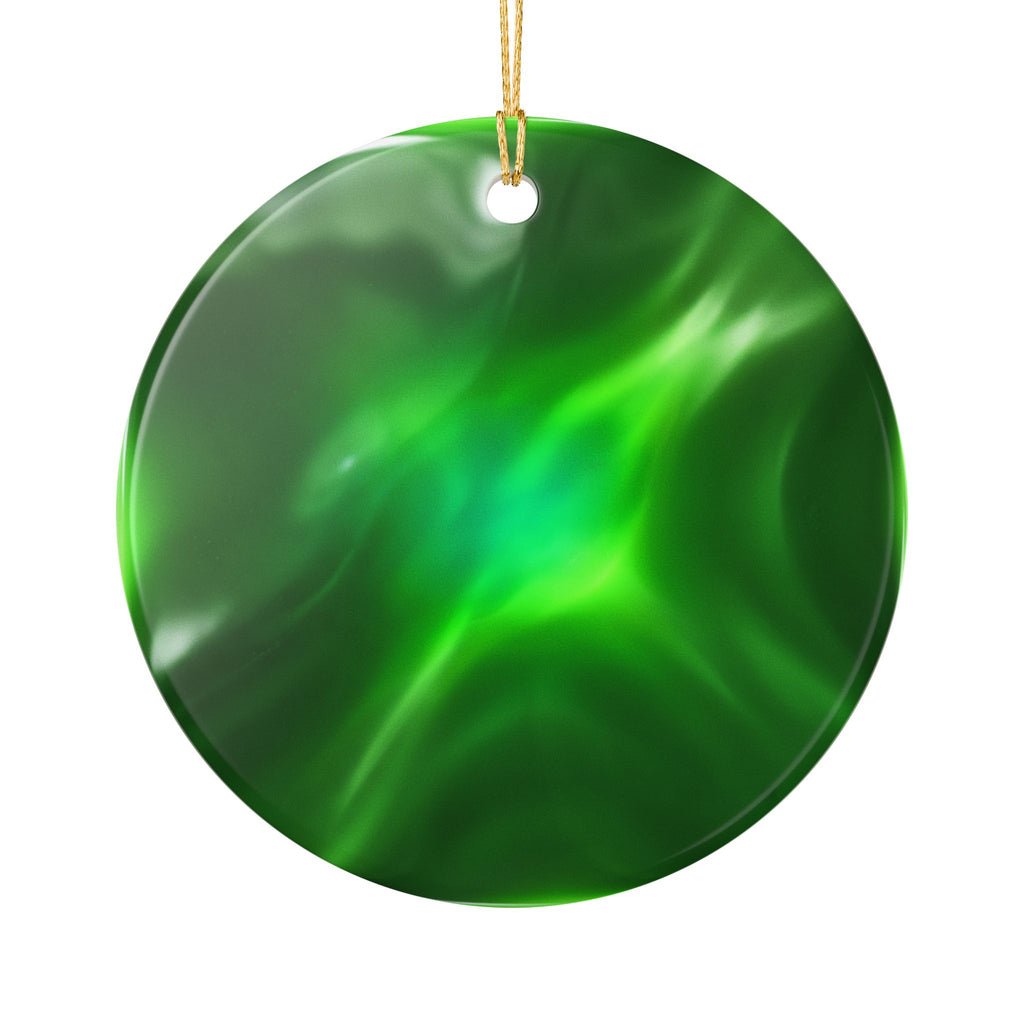 Heart Ornament with Iridescent Glass-Look Bird — Ceramic Holiday Decoration