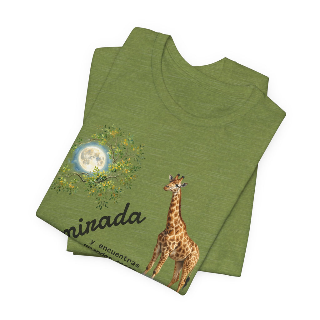 Giraffe Moon Tee — "Eleva tu mirada" Inspirational Graphic T-Shirt