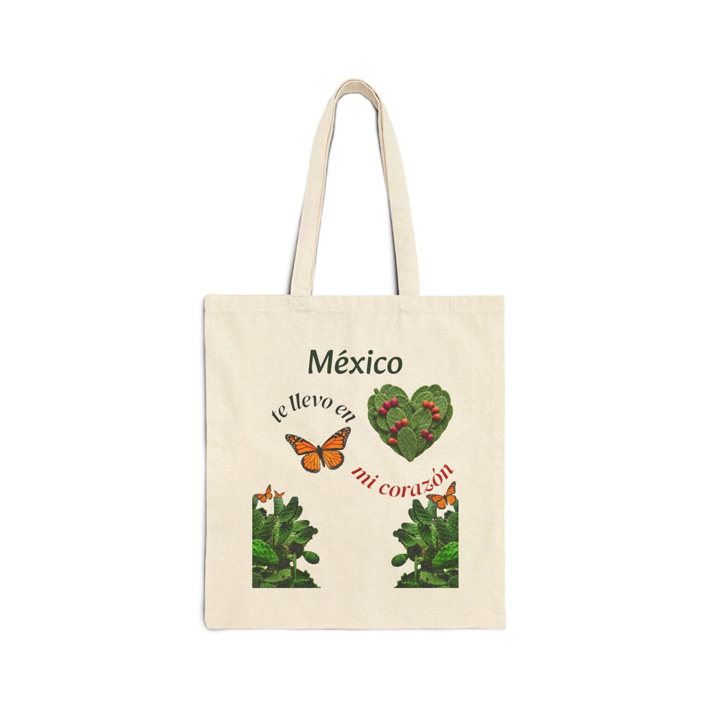 Mexico Heart Tote Bag — "México te llevo en mi corazón" Canvas Tote