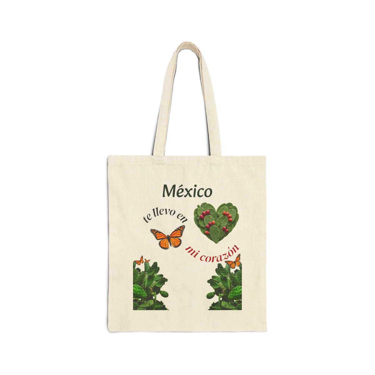 Mexico Heart Tote Bag — "México te llevo en mi corazón" Canvas Tote