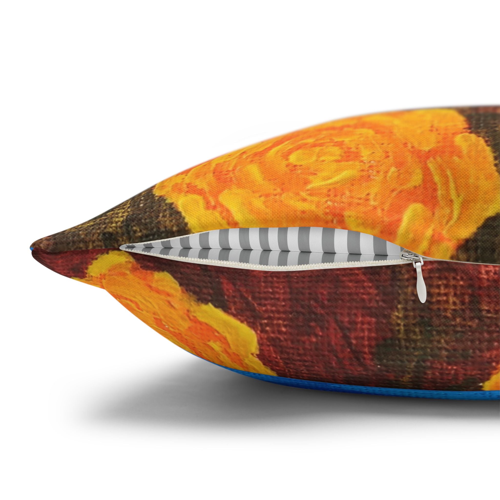 Solo Funda, no incluye relleno. Floral Block Throw Pillowcase — Yellow Rose Art on Blue