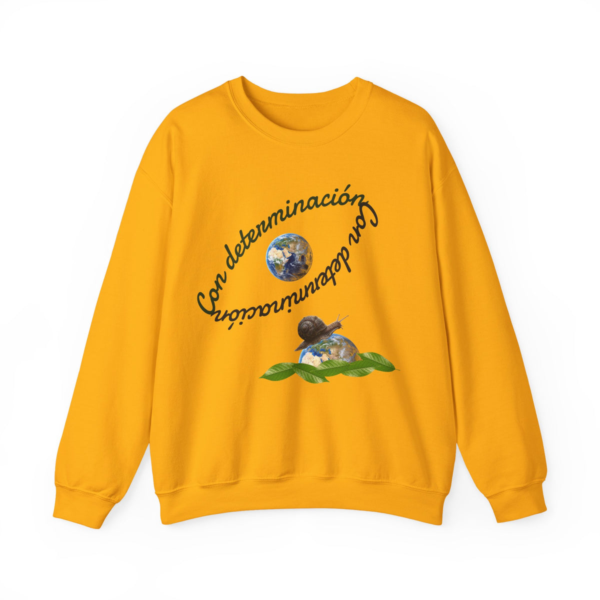 Crewneck Sweatshirt — "Con determinación" Earth & Sloth Eco Graphic