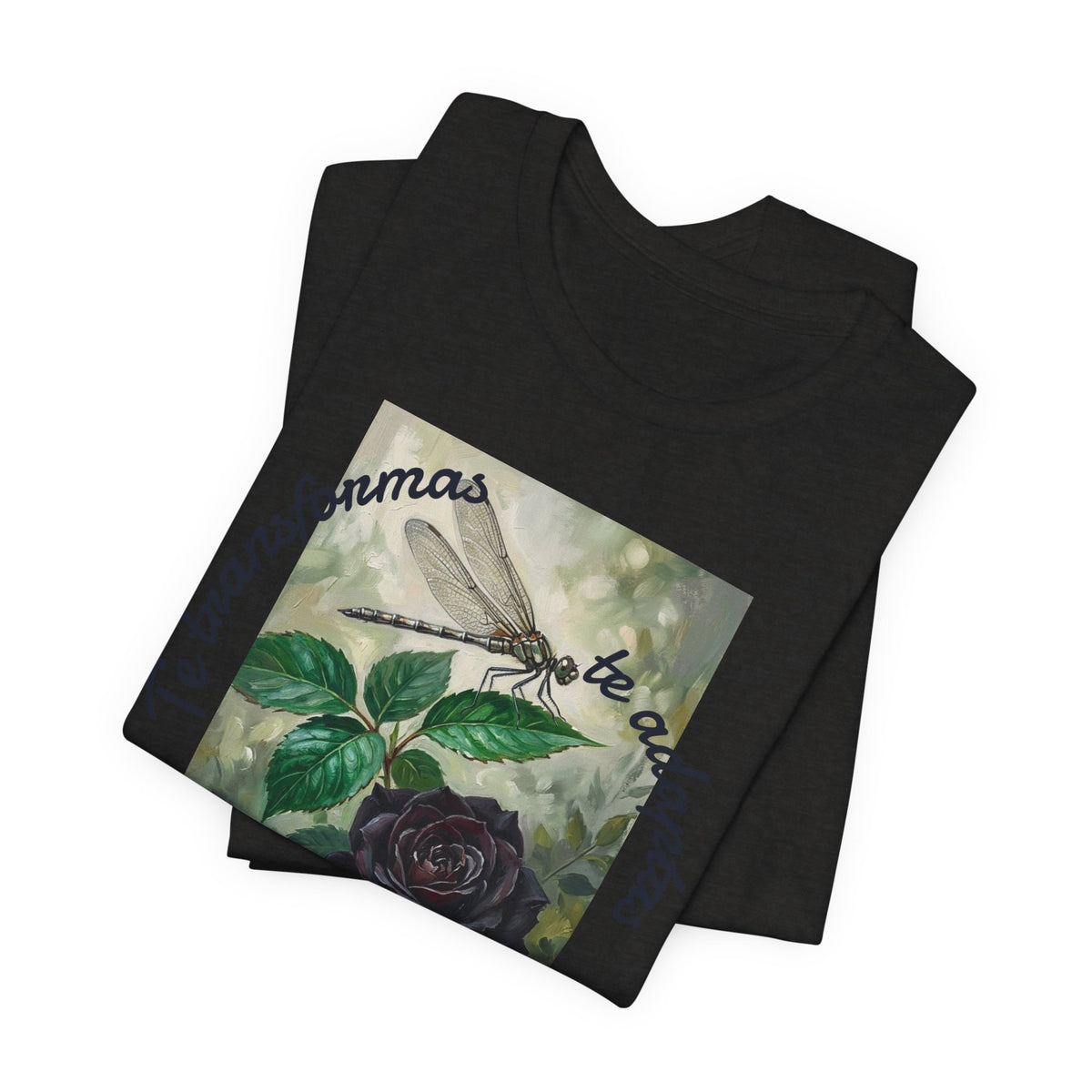 T‑Shirt — Vintage Botanical Dragonfly with Spanish Quote (“Te transformarás, te despertarás y evolucionas”)