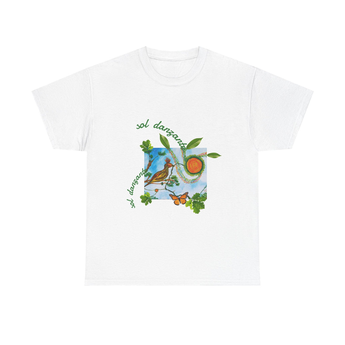 Nature Sunbird Tee — 'sol danzar' Floral Bird Graphic T‑Shirt