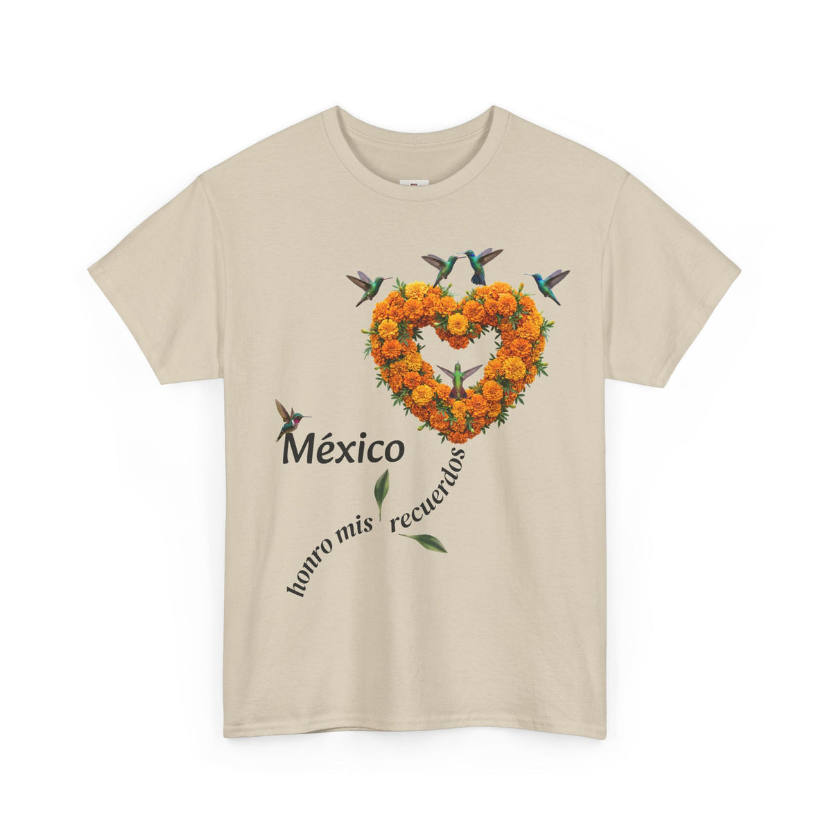 Mexico Marigold Heart T-Shirt – "tomo mis recuerdos" Día de Muertos Tribute