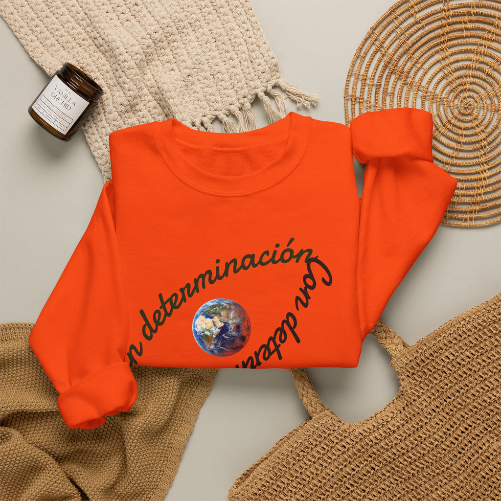 Crewneck Sweatshirt — "Con determinación" Earth & Sloth Eco Graphic