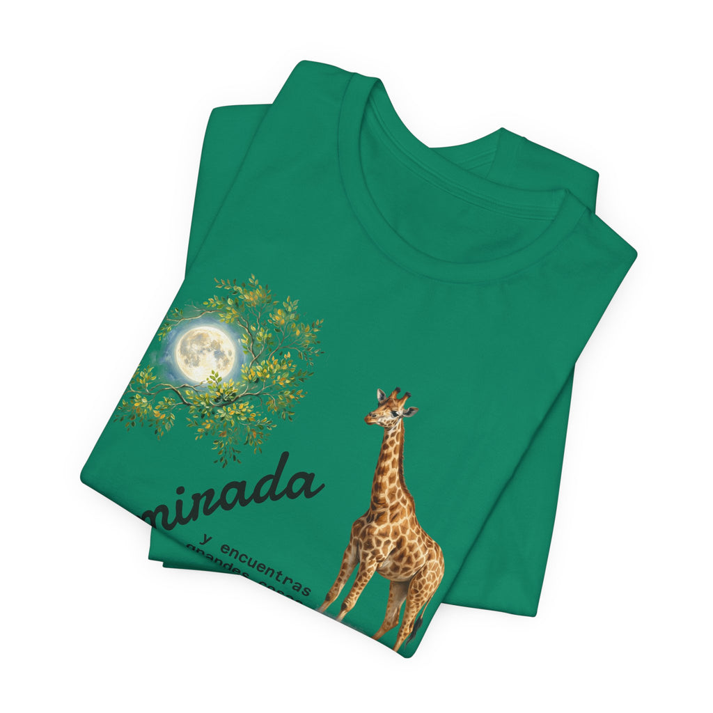 Giraffe Moon Tee — "Eleva tu mirada" Inspirational Graphic T-Shirt