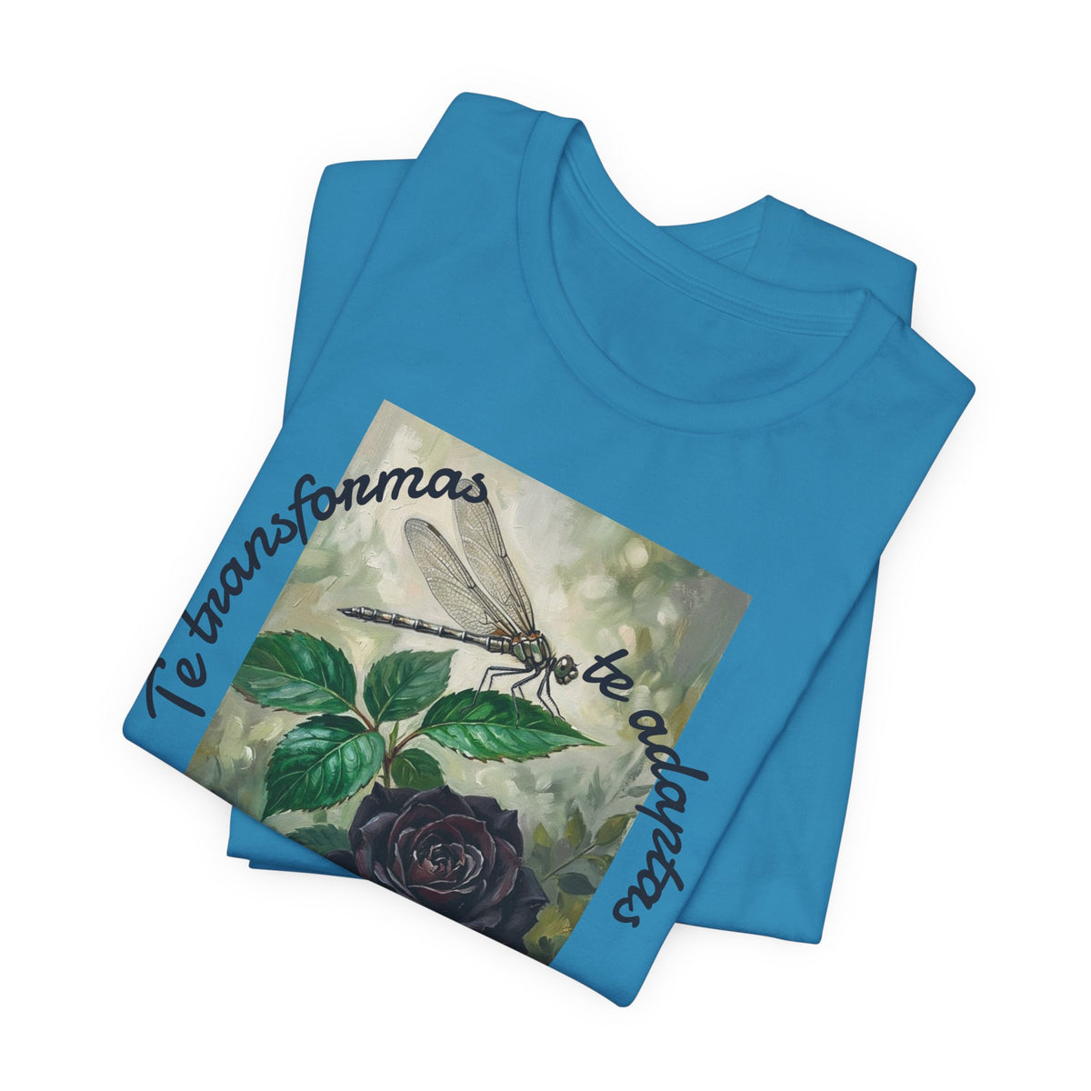T‑Shirt — Vintage Botanical Dragonfly with Spanish Quote (“Te transformarás, te despertarás y evolucionas”)