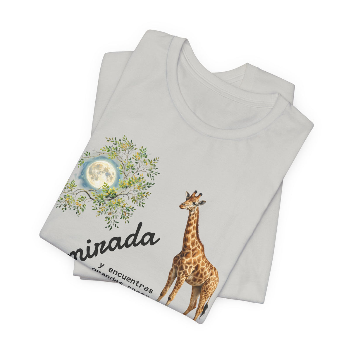 Giraffe Moon Tee — "Eleva tu mirada" Inspirational Graphic T-Shirt