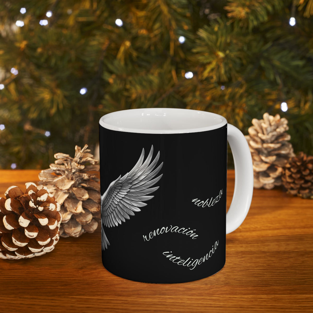 Owl Flight Ceramic Mug — Gothic Black Owl Coffee Cup (11oz, 15oz)