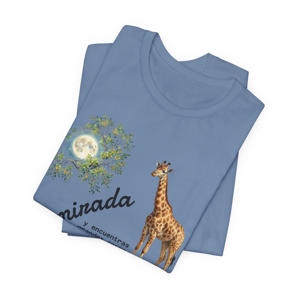 Giraffe Moon Tee — "Eleva tu mirada" Inspirational Graphic T-Shirt