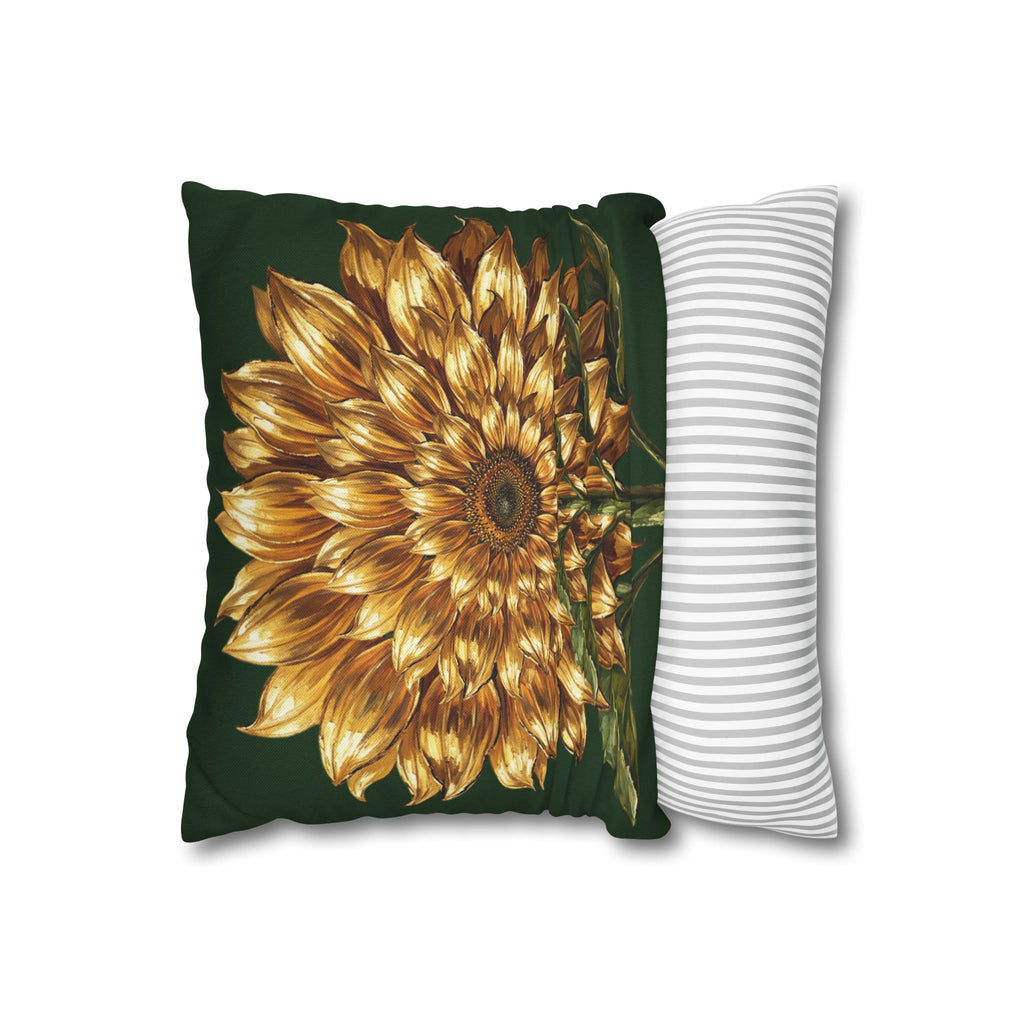 Sunflower Pattern Decorative Pillowcase — Golden Blooms Accent Cushion Cover