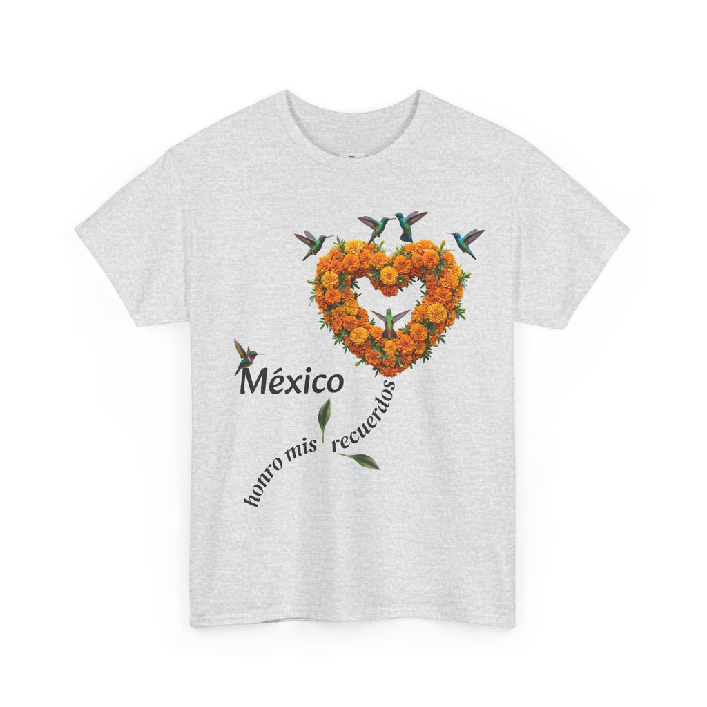 Mexico Marigold Heart T-Shirt – "tomo mis recuerdos" Día de Muertos Tribute