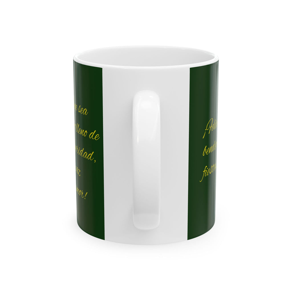 Angel Ornament Ceramic Mug — Green Christmas Angel Mug (11oz/15oz)