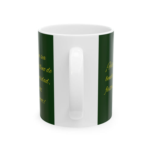 Angel Ornament Ceramic Mug — Green Christmas Angel Mug (11oz/15oz)