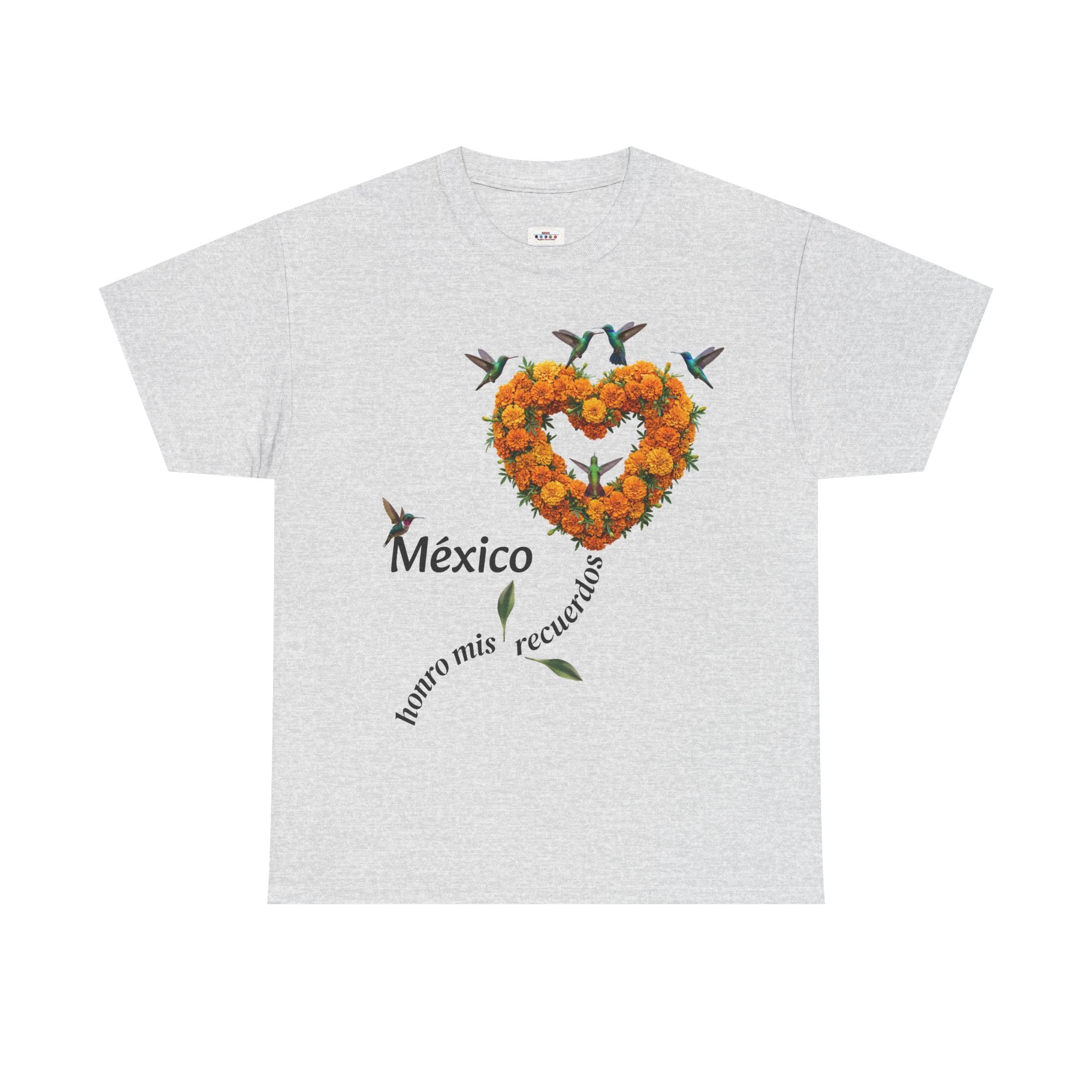 Mexico Marigold Heart T-Shirt – "tomo mis recuerdos" Día de Muertos Tribute