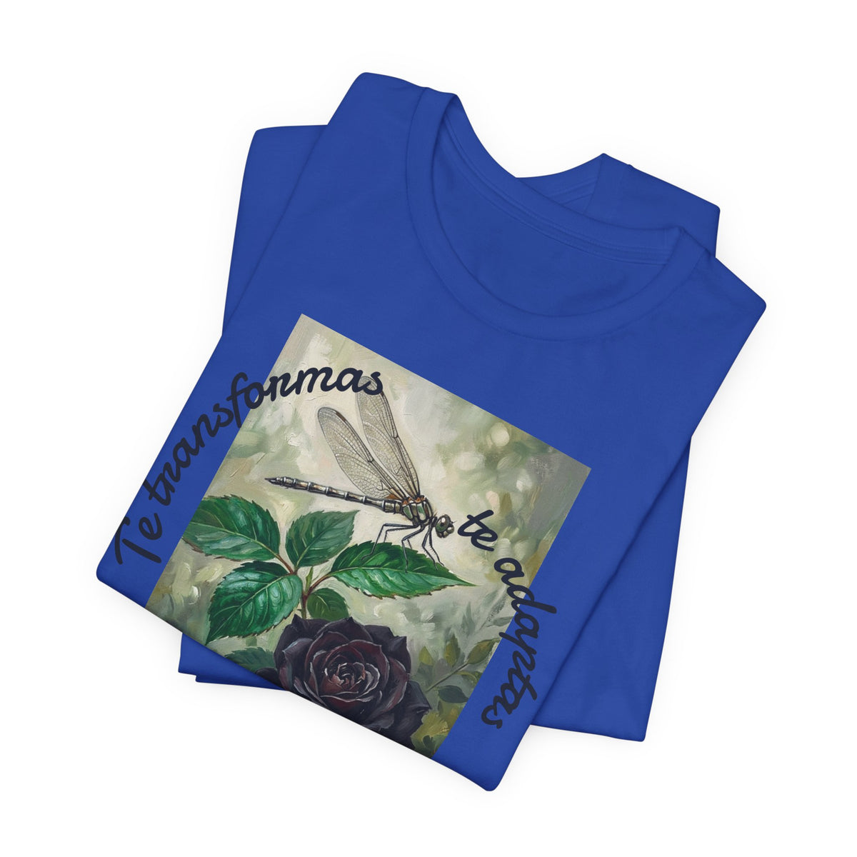 T‑Shirt — Vintage Botanical Dragonfly with Spanish Quote (“Te transformarás, te despertarás y evolucionas”)