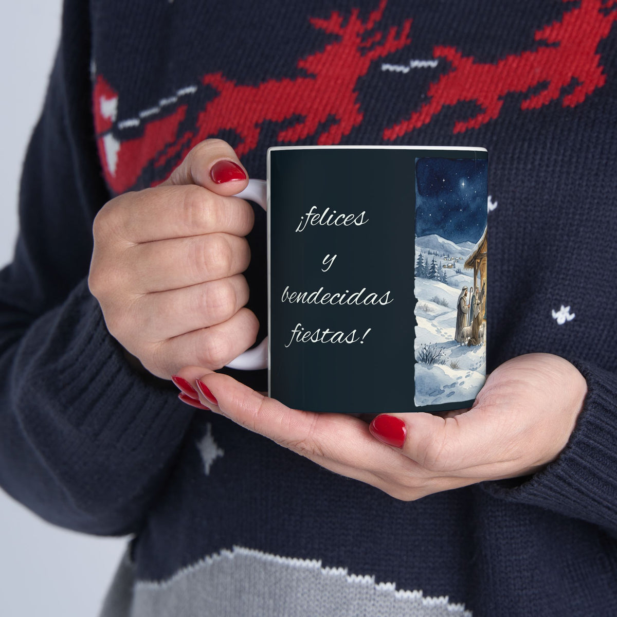 Nativity Scene Christmas Mug — Holy Night Ceramic Coffee Cup (11oz/15oz)
