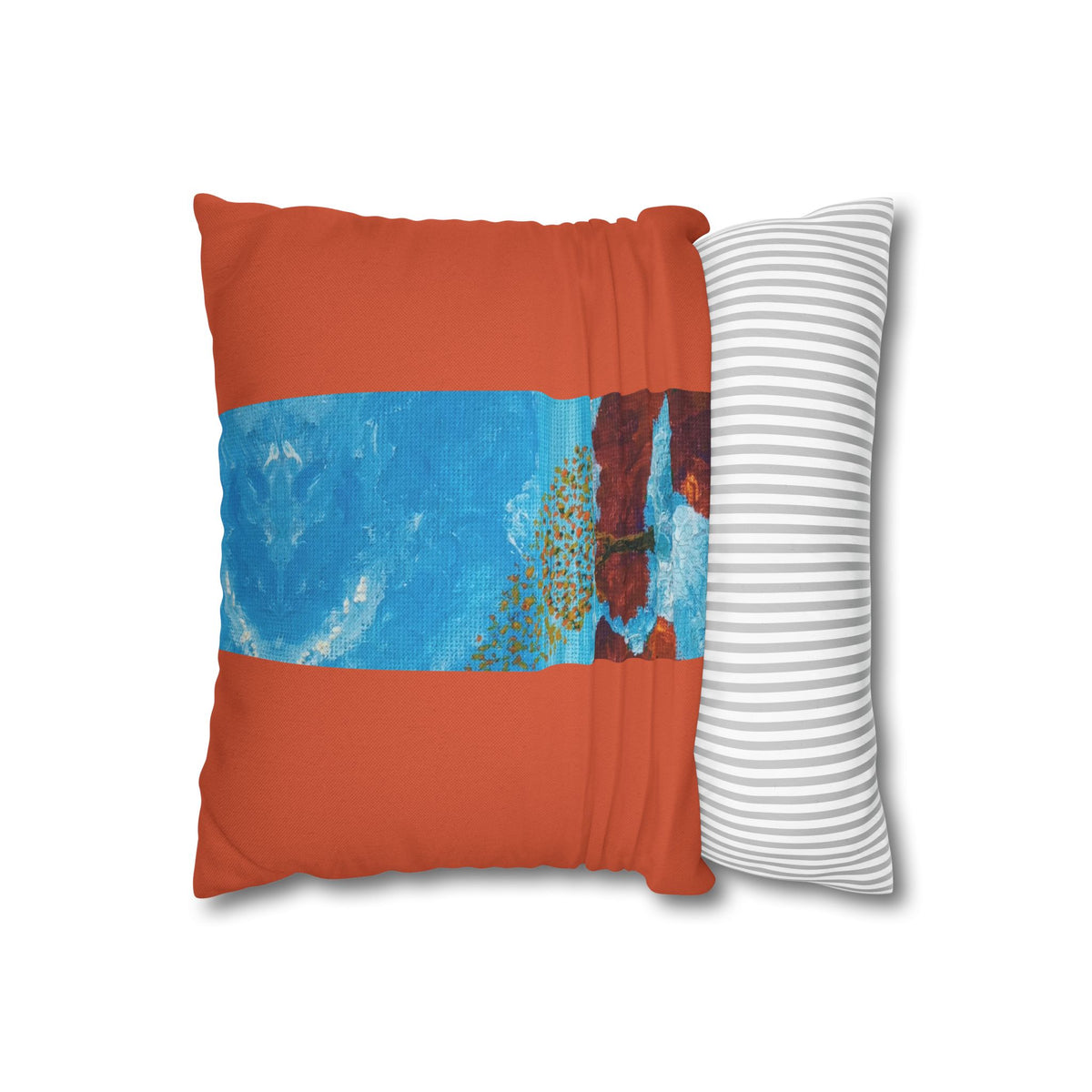 Solo Funda, no incluye relleno.  Accent Pillow with Blue Abstract Tree Panel — Decorative Square Pillowcase