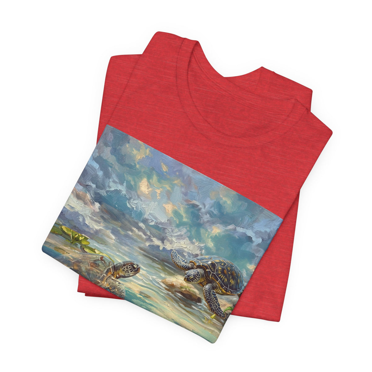Sea Turtle Beach Art T-Shirt – Coastal Ocean Wave Graphic Tee