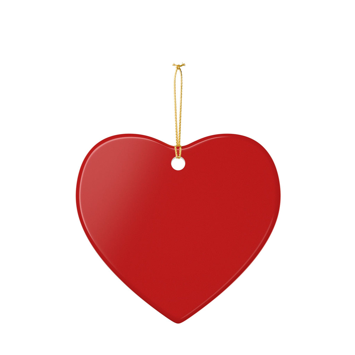 Gold Bow Heart Ceramic Ornament —