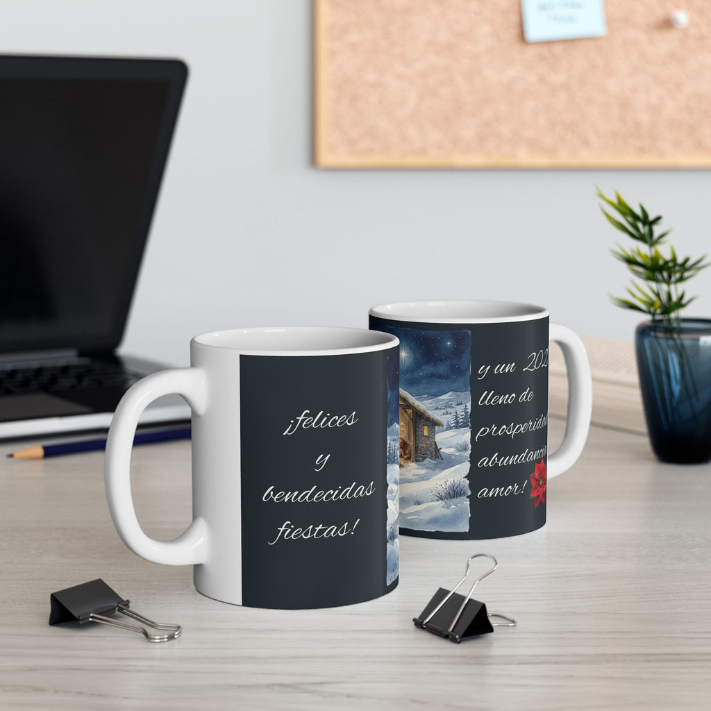 Nativity Scene Christmas Mug — Holy Night Ceramic Coffee Cup (11oz/15oz)