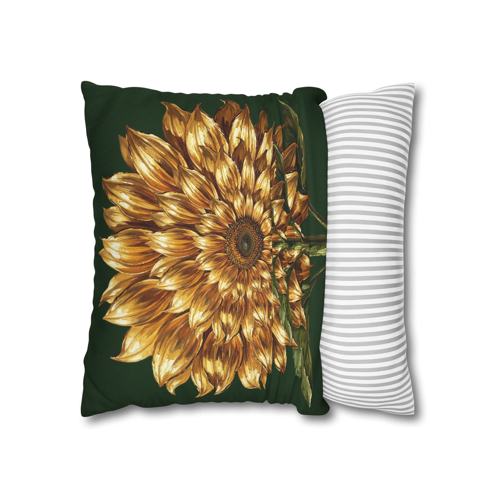 Sunflower Pattern Decorative Pillowcase — Golden Blooms Accent Cushion Cover