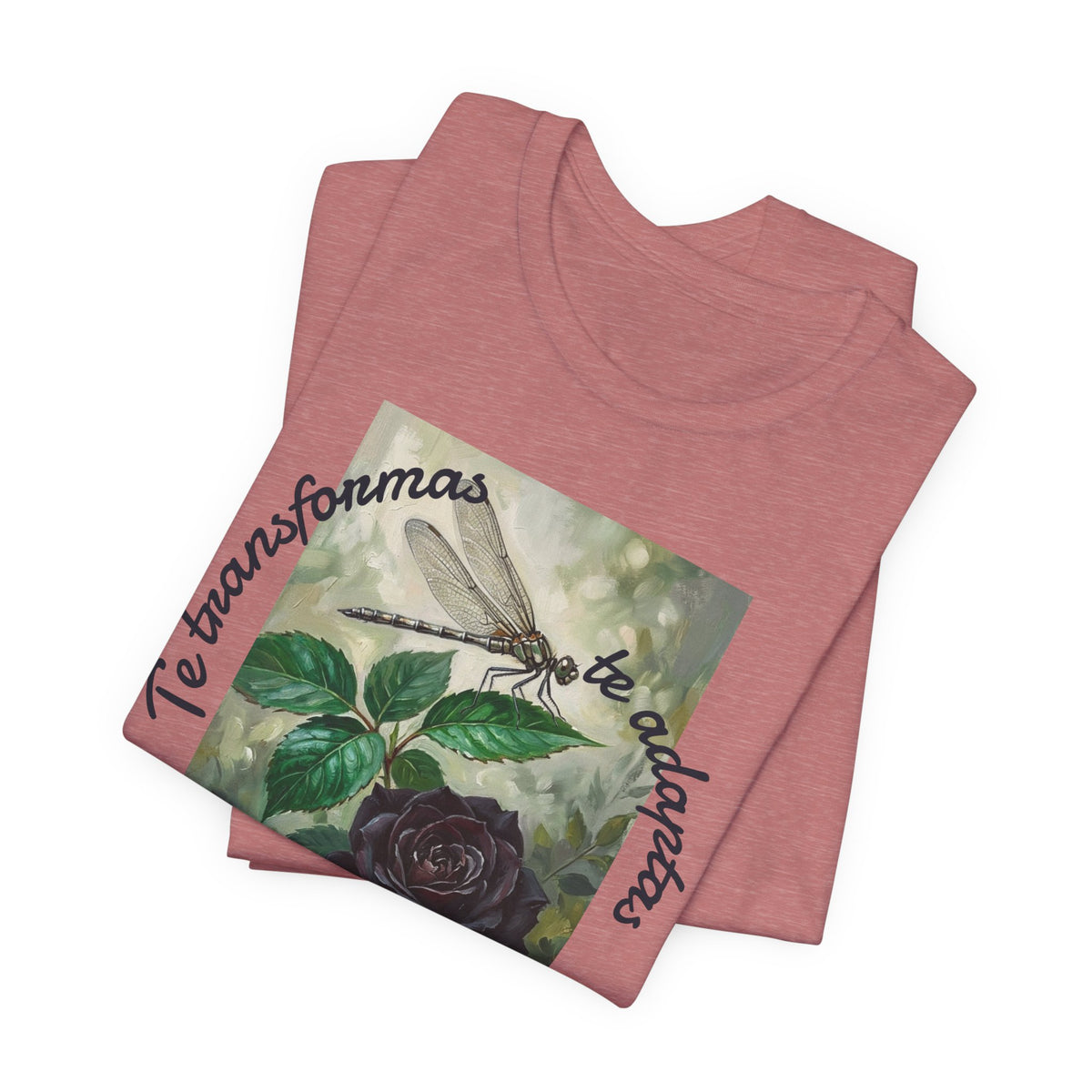 T‑Shirt — Vintage Botanical Dragonfly with Spanish Quote (“Te transformarás, te despertarás y evolucionas”)