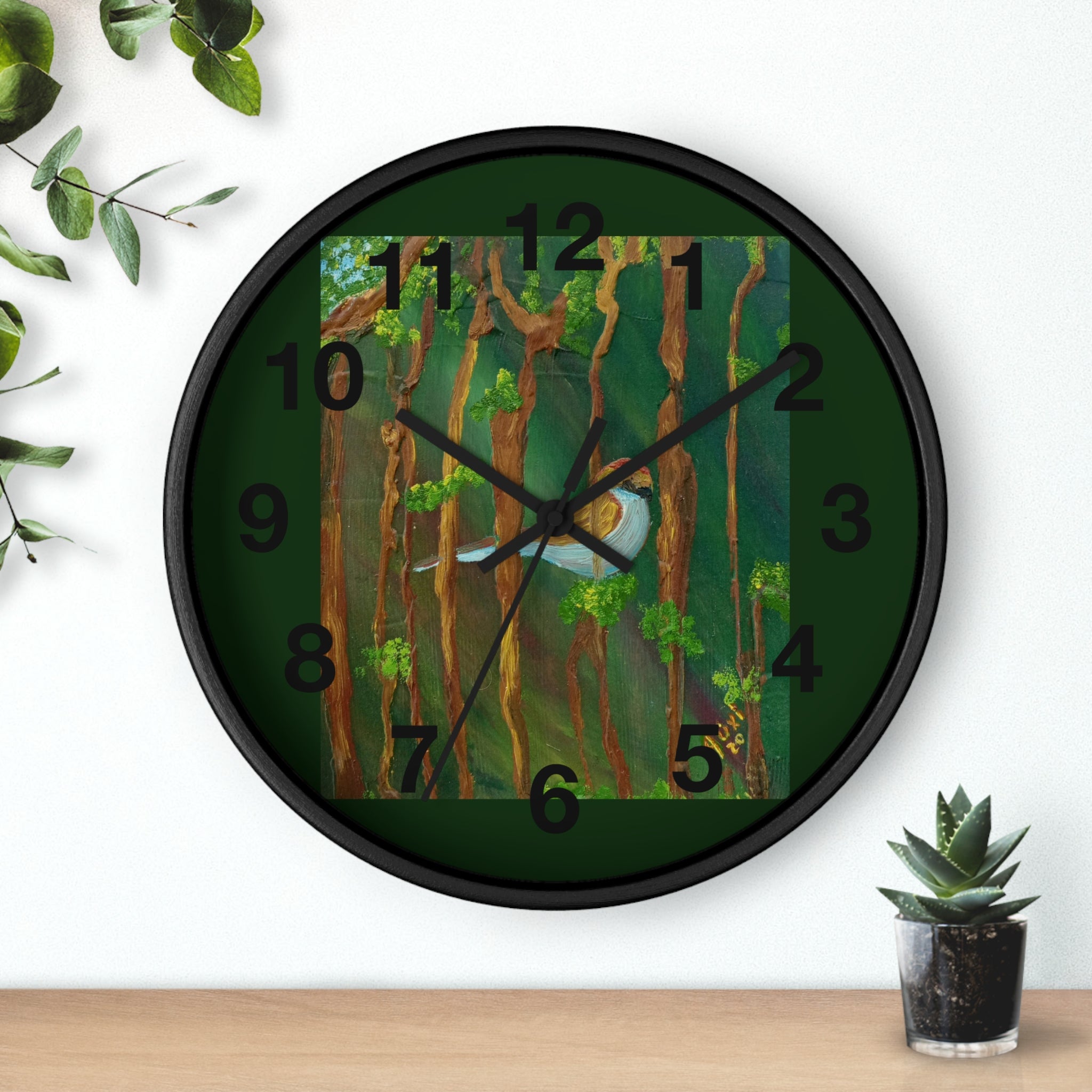 Forest Moon Wall Clock — Hand-Painted Woodland Scene Clock for Nature Lovers