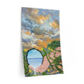 Ocean Portal Wall Decal — Dreamy Seaside Sunset with Floral Arch