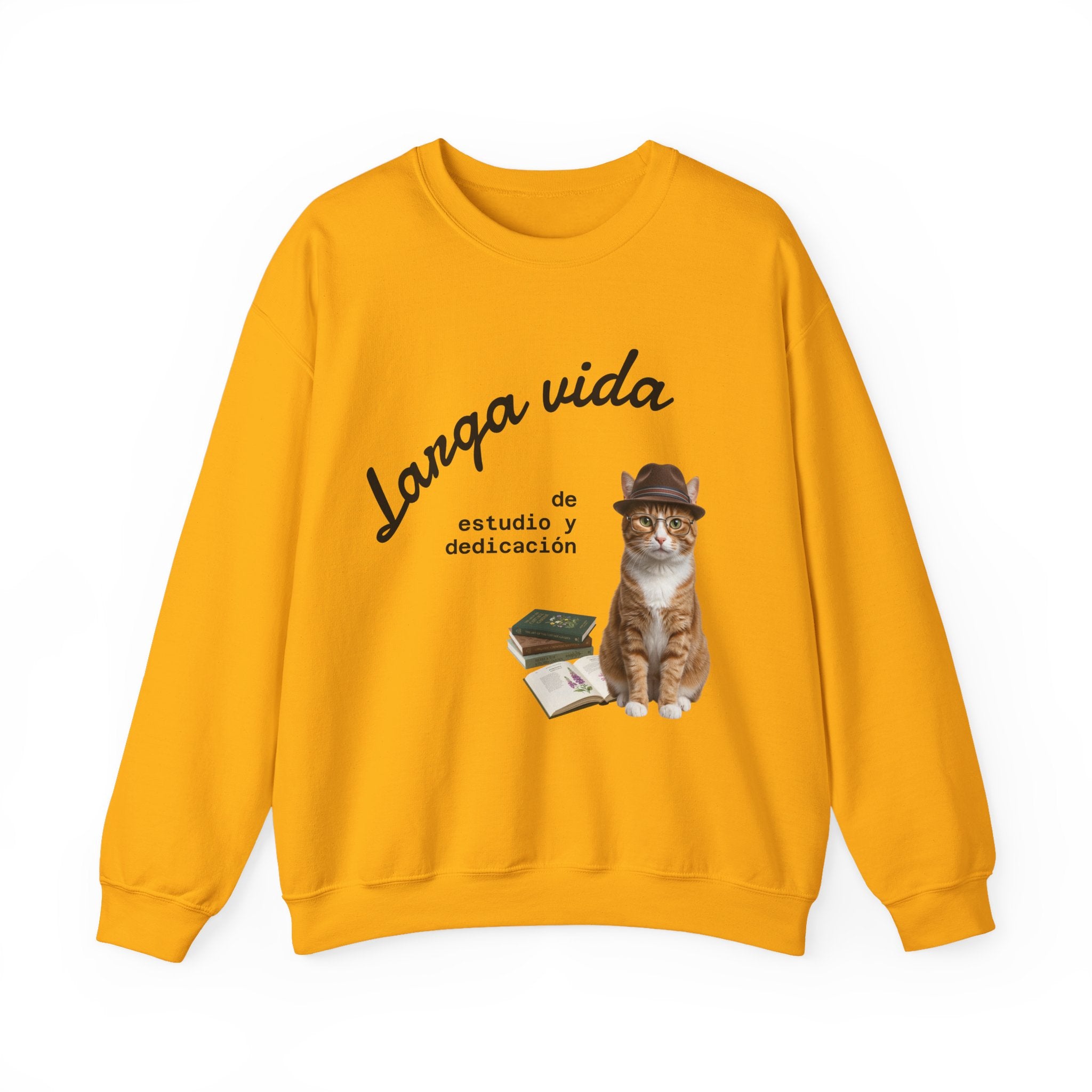 Crewneck Sweatshirt — "Larga vida de estudio y dedicación" Cat Design