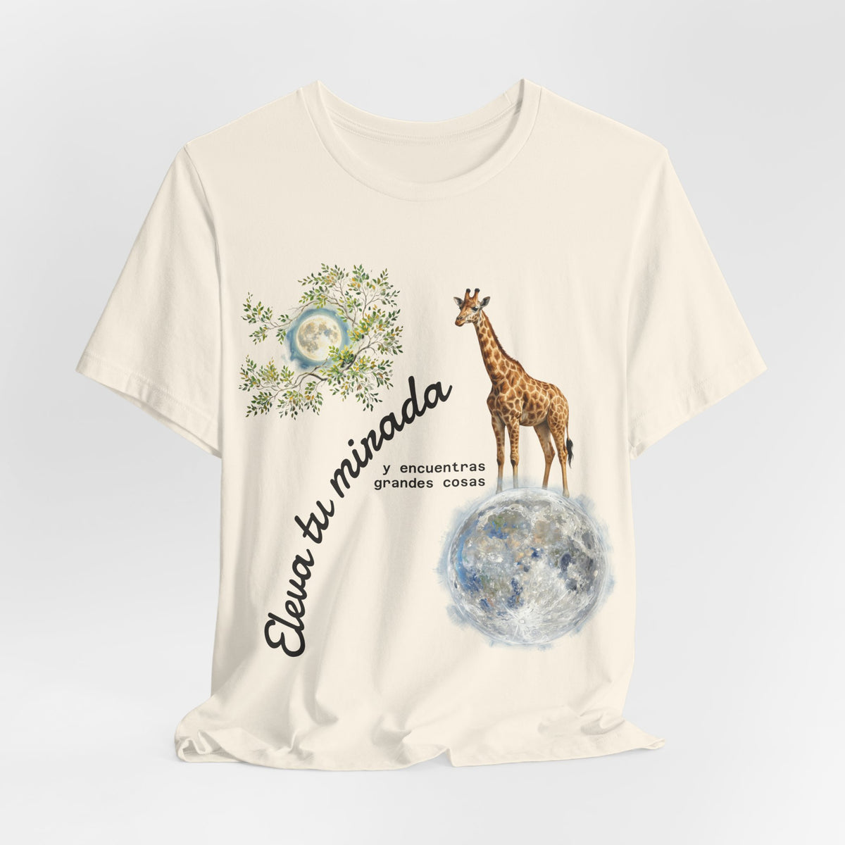 Giraffe Moon Tee — "Eleva tu mirada" Inspirational Graphic T-Shirt