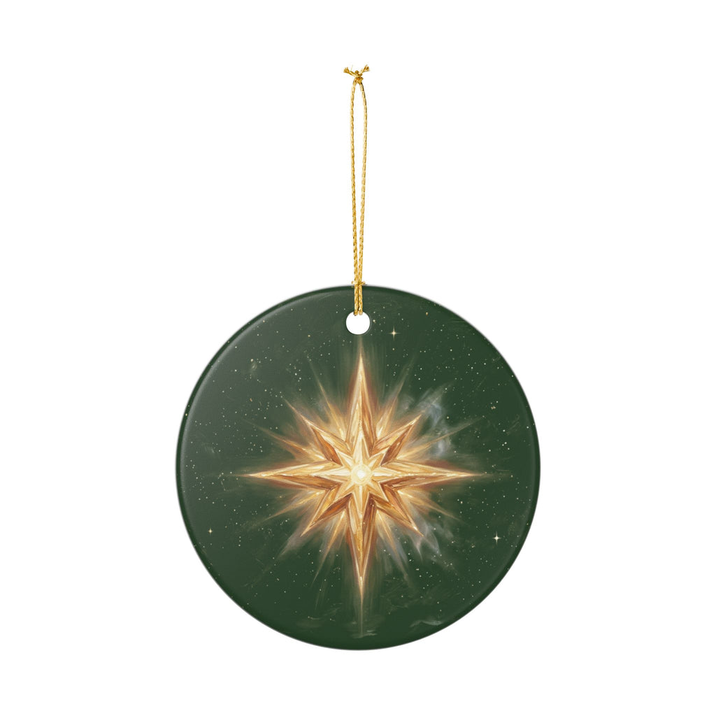 Starburst Ceramic Heart Ornament — Gold Star Christmas Decoration