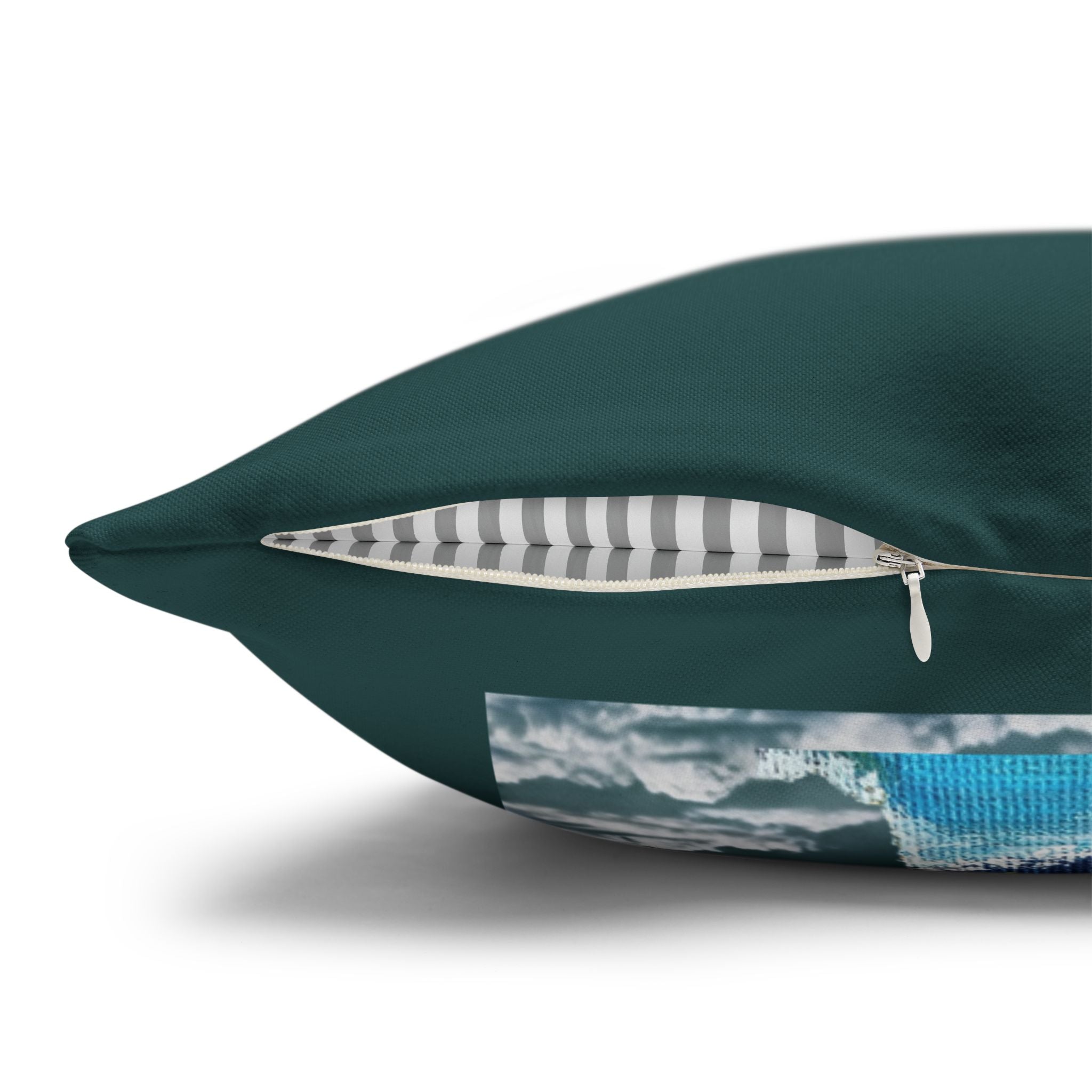 Solo Funda, no incluye relleno. Solid Teal Square Pillowcase — Spun Polyester Decorative Throw Pillow Cover