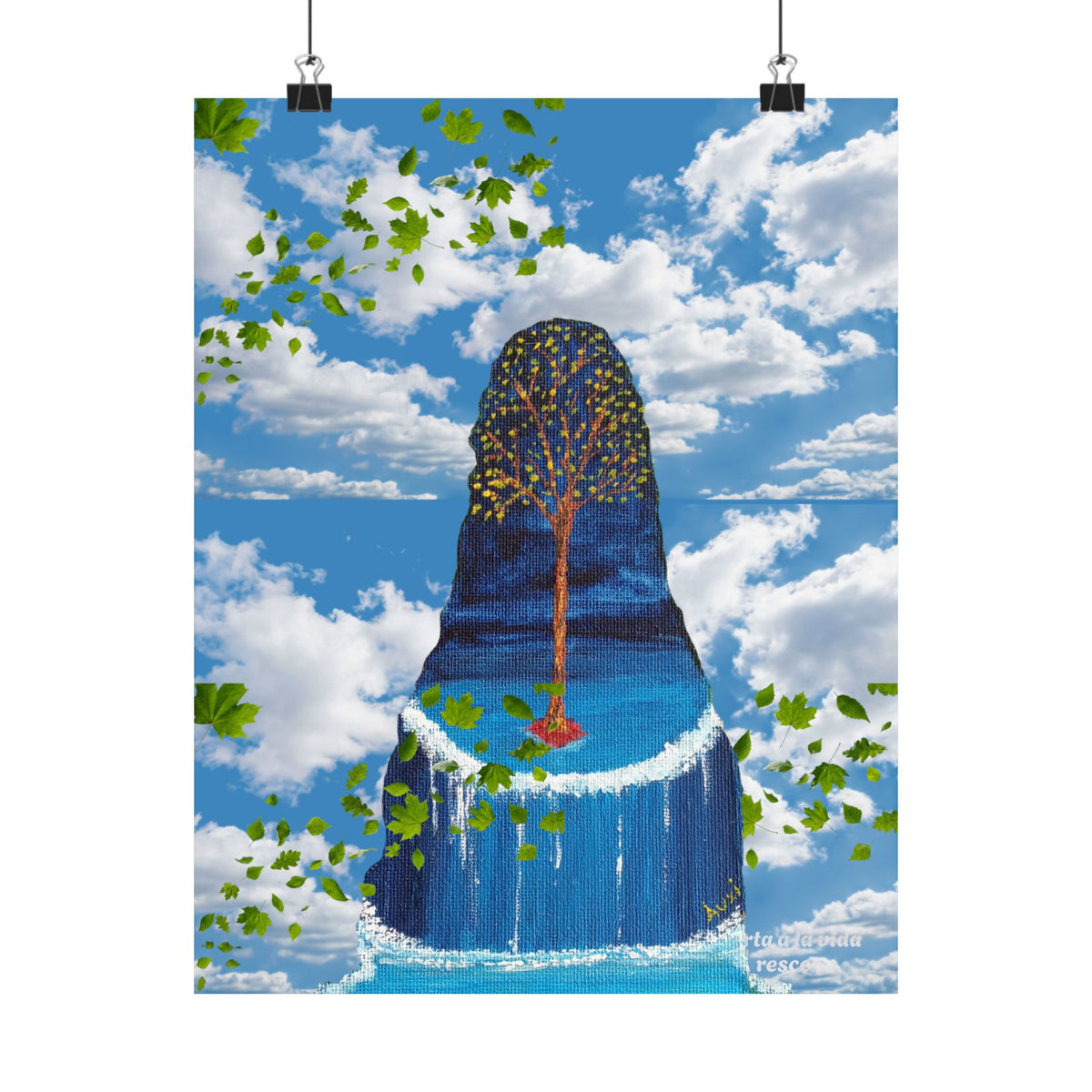 Satin Poster — Surreal Tree Island Art Print
