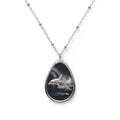 Dolphin Moon Oval Pendant Necklace