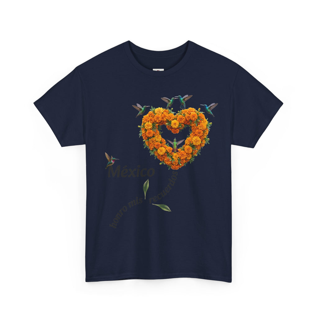 Mexico Marigold Heart T-Shirt – "tomo mis recuerdos" Día de Muertos Tribute