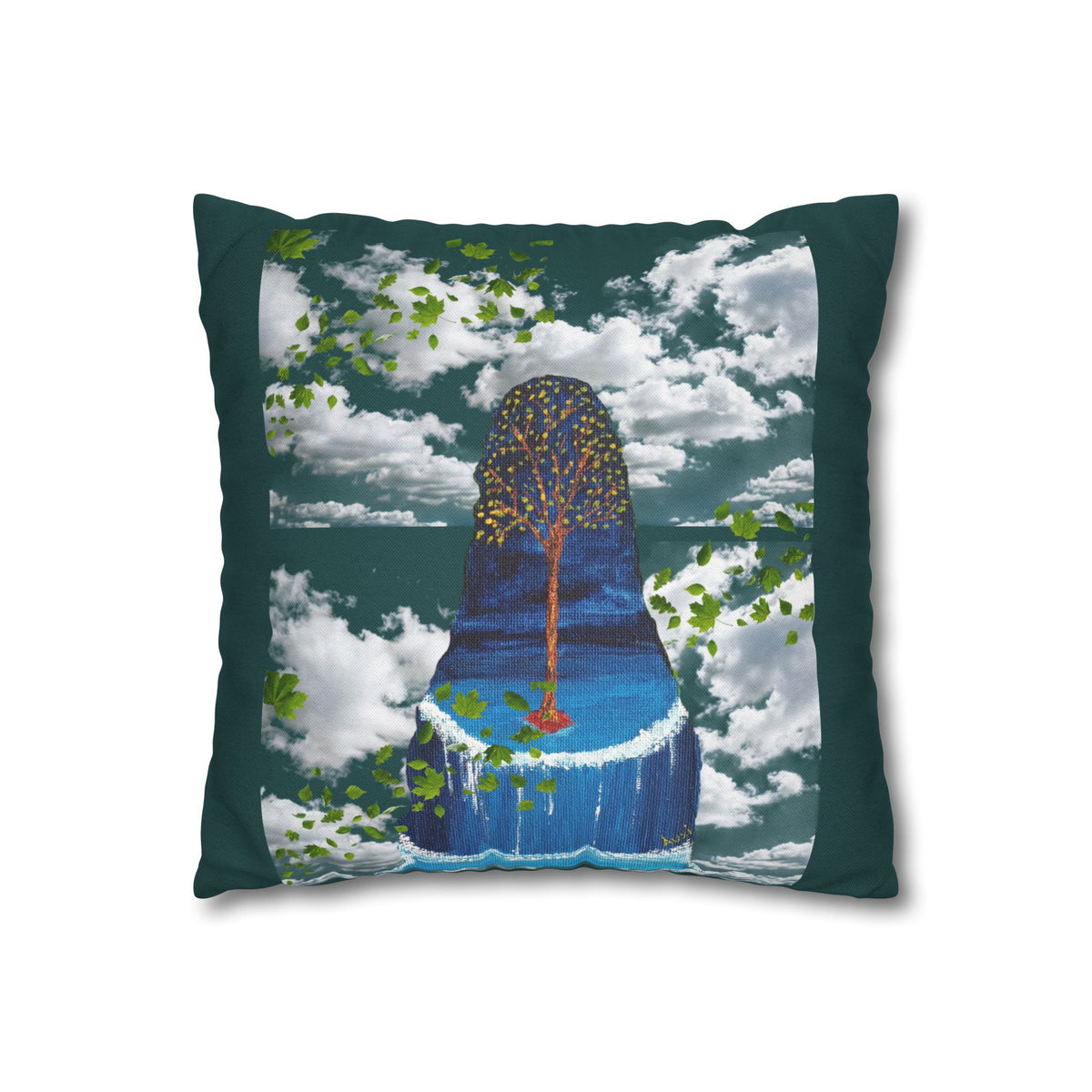 Solo Funda, no incluye relleno. Solid Teal Square Pillowcase — Spun Polyester Decorative Throw Pillow Cover