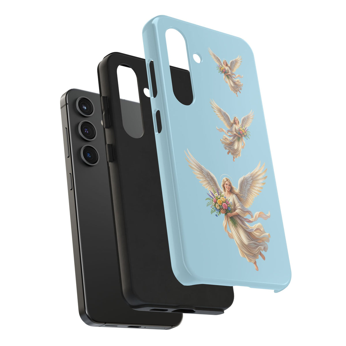 Angel Print Tough Phone Case — Vintage Cherub Guardian on Sky Blue