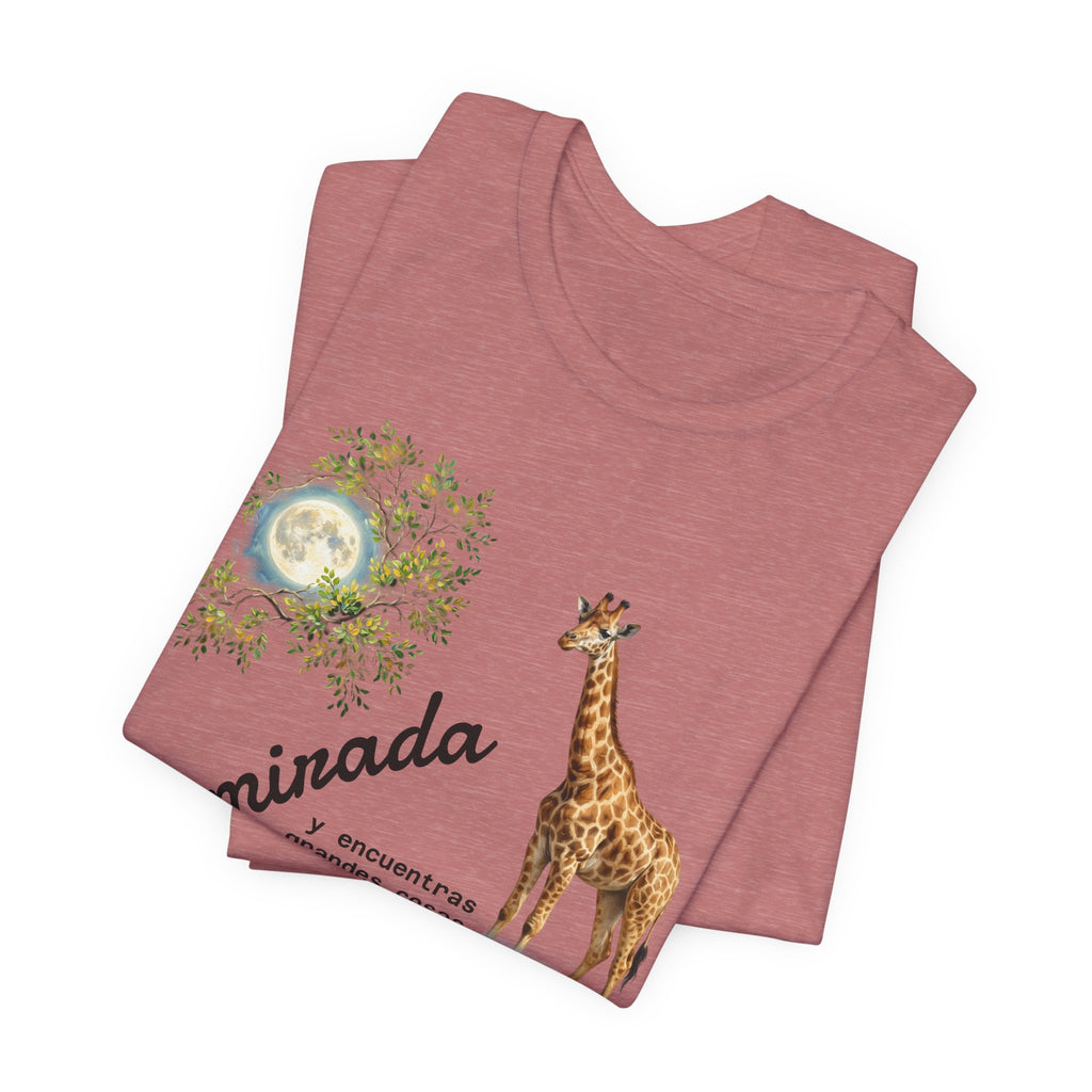 Giraffe Moon Tee — "Eleva tu mirada" Inspirational Graphic T-Shirt