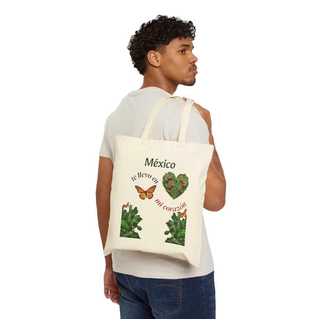 Mexico Heart Tote Bag — "México te llevo en mi corazón" Canvas Tote