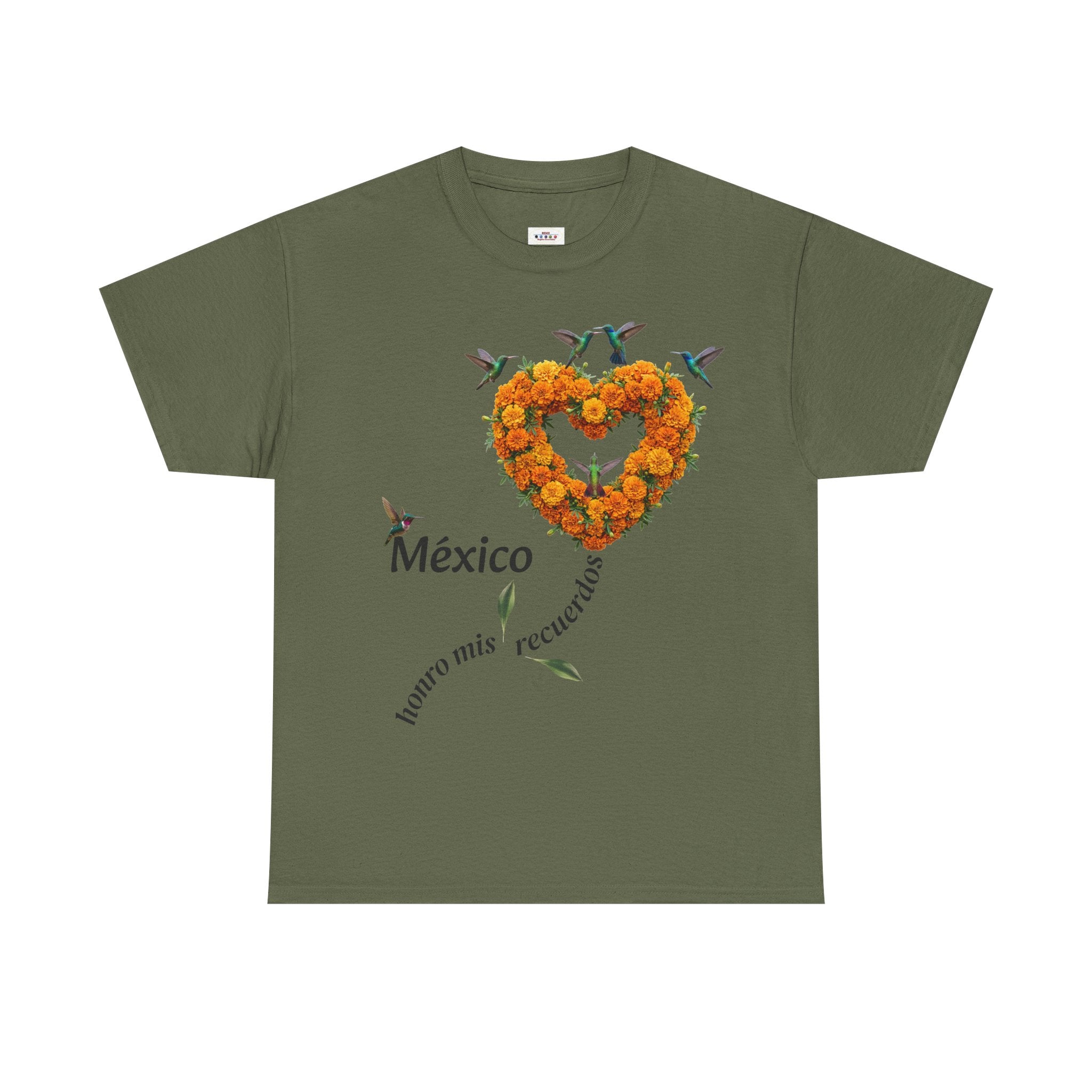 Mexico Marigold Heart T-Shirt – "tomo mis recuerdos" Día de Muertos Tribute