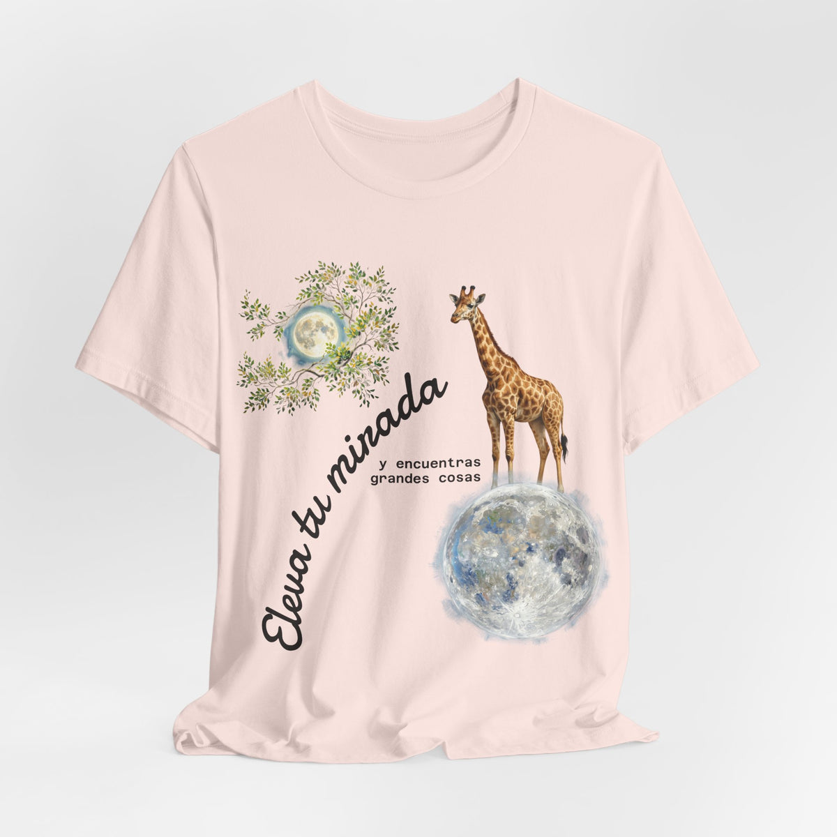 Giraffe Moon Tee — "Eleva tu mirada" Inspirational Graphic T-Shirt
