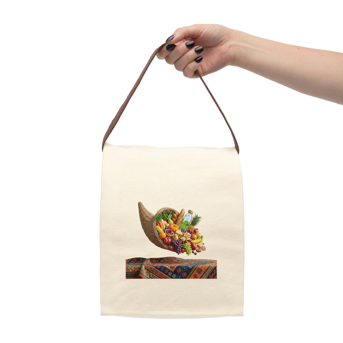 Canvas Lunch Bag — Cornucopia Harvest Print Insulated Lunch Tote