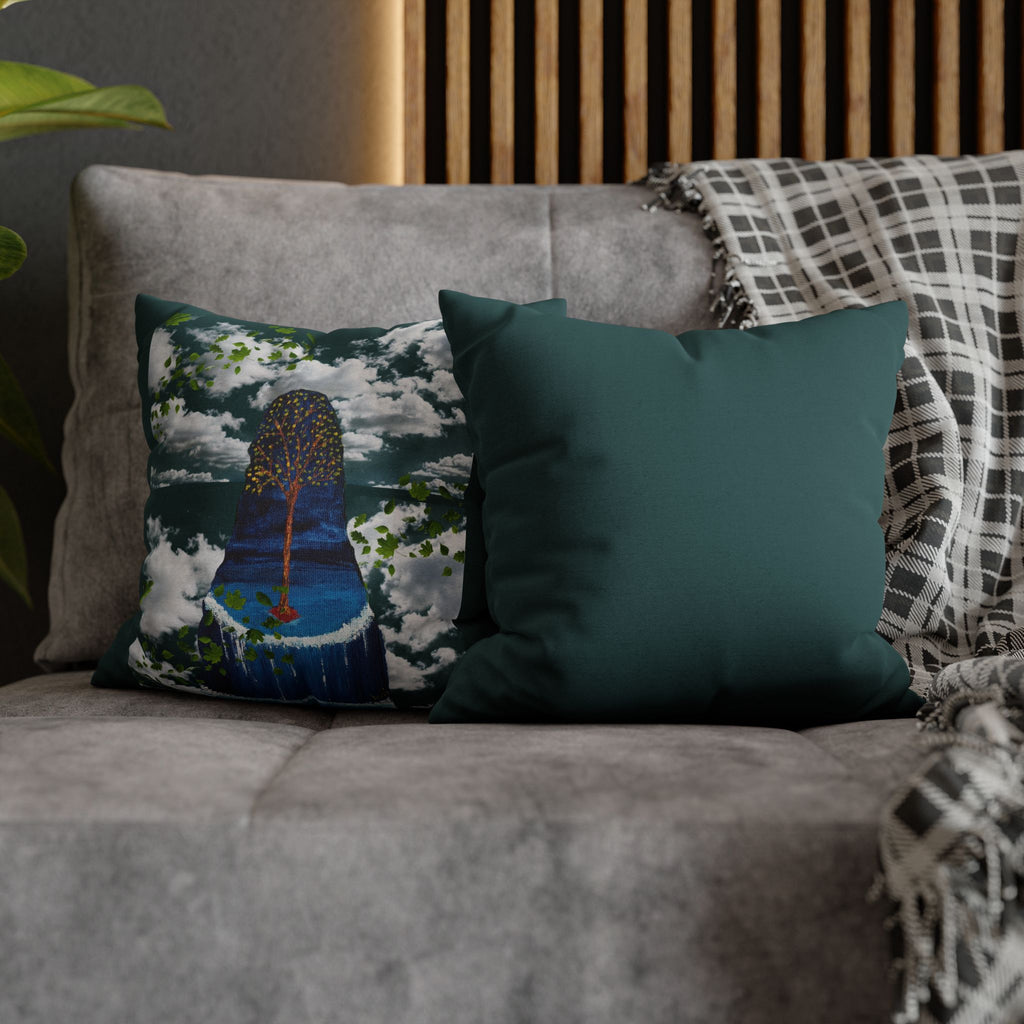Solo Funda, no incluye relleno. Solid Teal Square Pillowcase — Spun Polyester Decorative Throw Pillow Cover