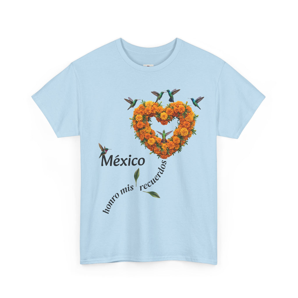 Mexico Marigold Heart T-Shirt – "tomo mis recuerdos" Día de Muertos Tribute