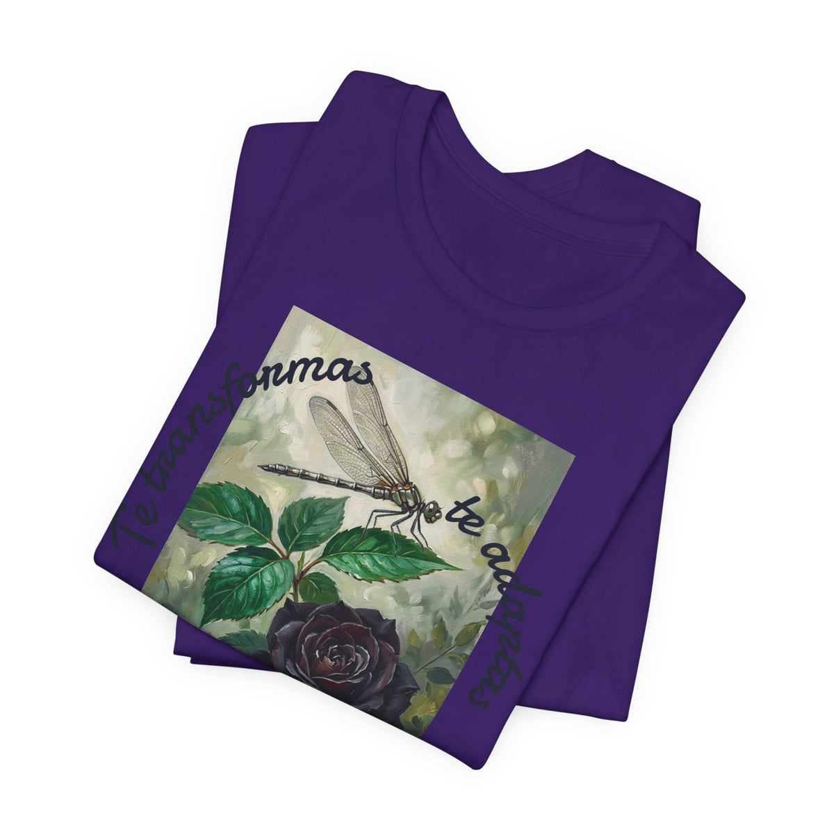 T‑Shirt — Vintage Botanical Dragonfly with Spanish Quote (“Te transformarás, te despertarás y evolucionas”)