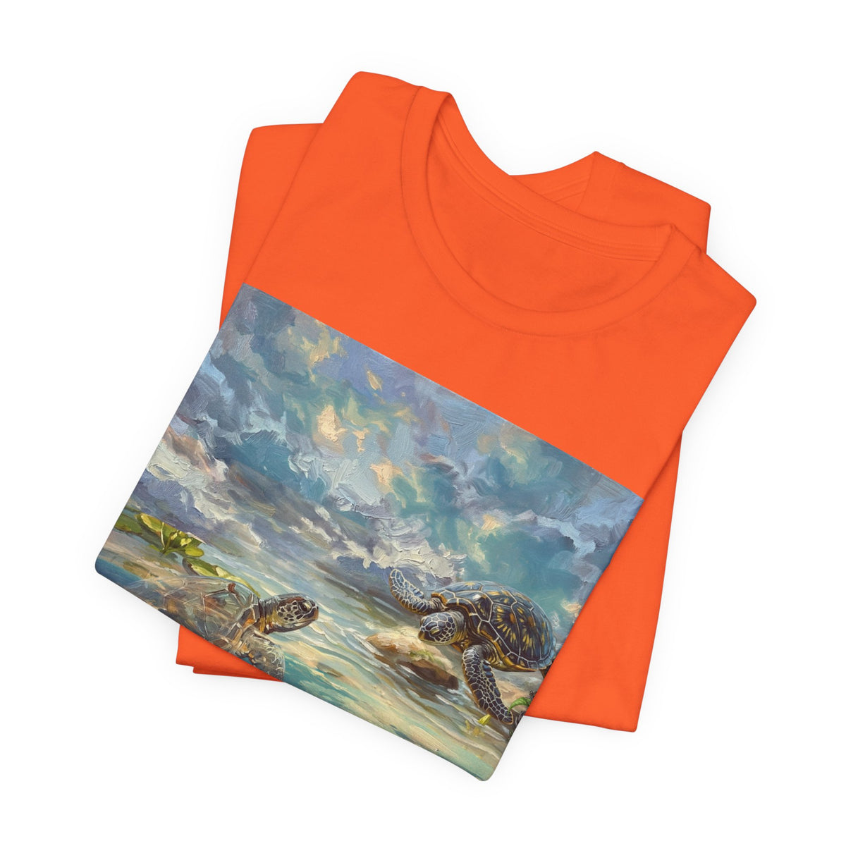 Sea Turtle Beach Art T-Shirt – Coastal Ocean Wave Graphic Tee